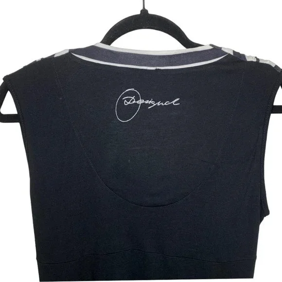 DESIGUAL Sara Sleeveless Cowl Neck Ruched Stripe and Floral Dress - Picture 5 of 7